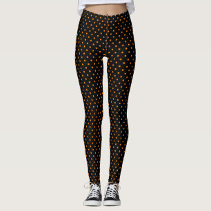 LEGGING COBERTURAS IMPRESSAS PRETAS COM BOLINHAS LARANJAS