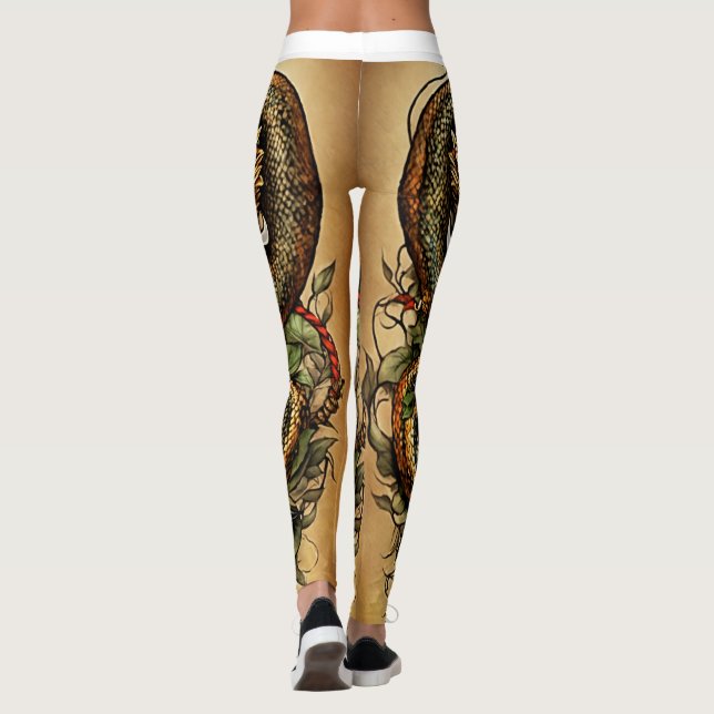 Legging Cobra enrolado ao redor do punhal tatuagem design (Verso)