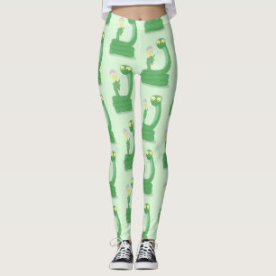 Legging Cobra verde engraçado com desenhos de maraca