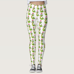 Legging Cobra verde-giro com desenho animado de chapéu de 