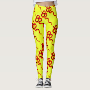 Legging cobras de coral vermelho amarelo