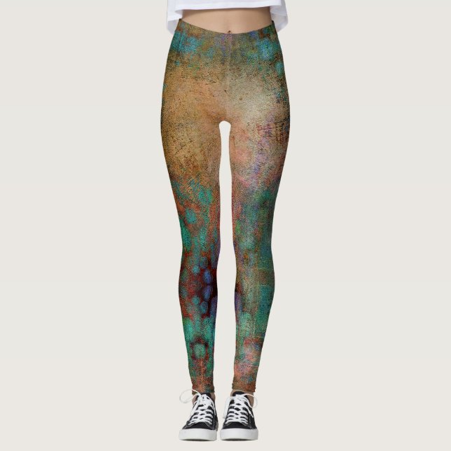 Legging Cobre, Turquesa e Abstrato magenta (Frente)