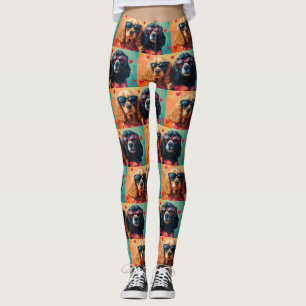 Legging Cocker Spaniel Com Rosas Do Coração Dia Dos Namora