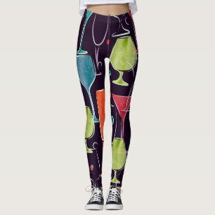 Legging Cocktails de aquarela, padrão de safra colorido.