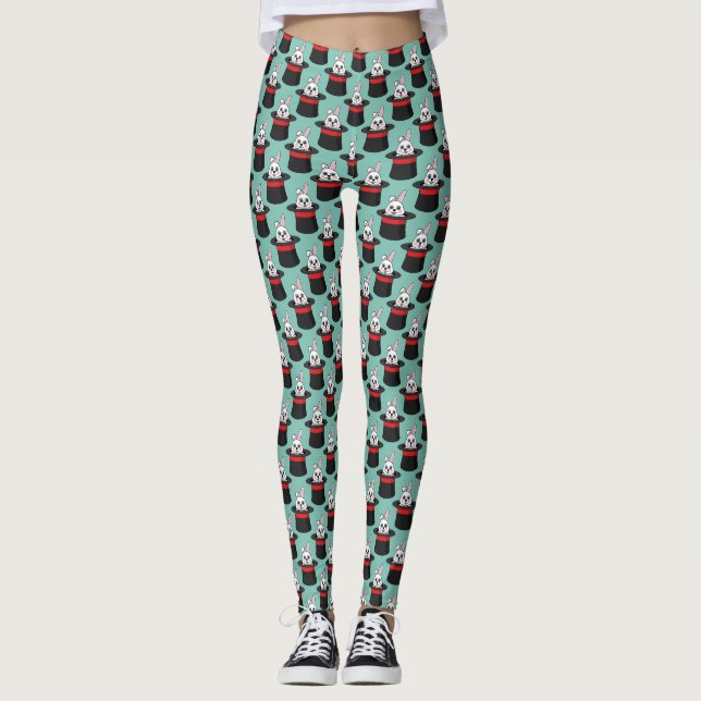 Legging Coelhinho Bonito no Padrão de Chapéu do Assistente (Frente)