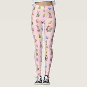 Legging Coelhinhos de Páscoa e Ovos Coloridos a Rosa