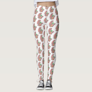 Legging Coelho bonito sentado com desenho de cenoura