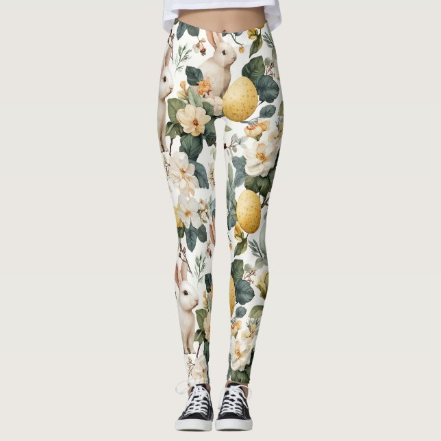 Legging Coelho de Páscoa Floral Vintage (7) (Frente)