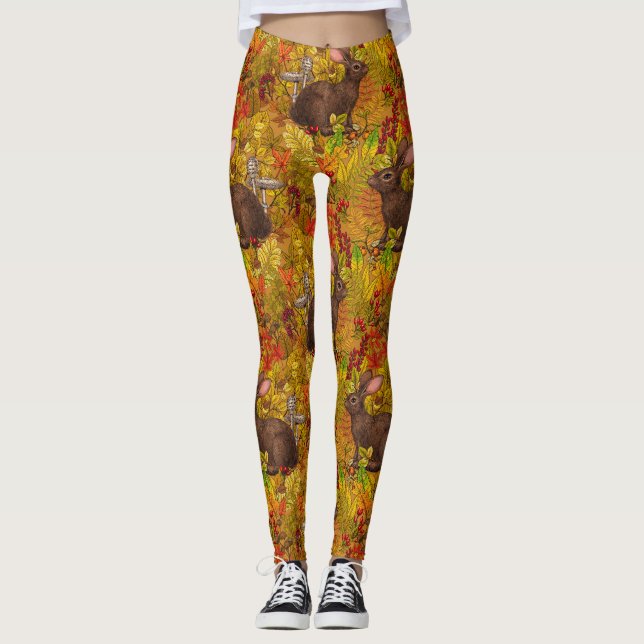 Legging Coelho do outono no ocre (Frente)
