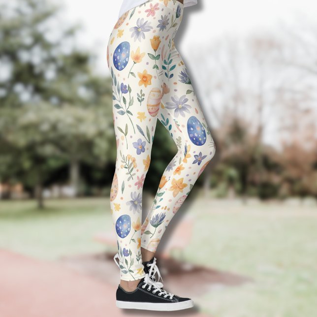 Legging Coelho Pastel Aquarela Atemporal Flores Ovos (Criador carregado)