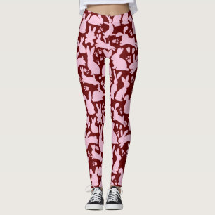 Legging Coelhos Rosa Padrão D Vermelho