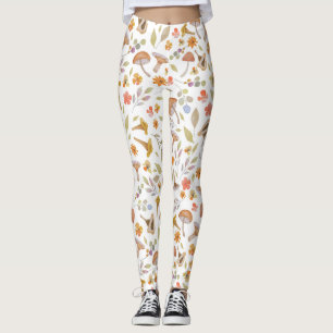 Legging Cogumelos e flores aquarelas
