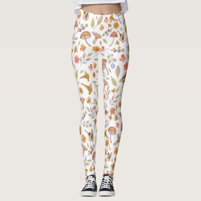 Legging Cogumelos e flores aquarelas (Frente)