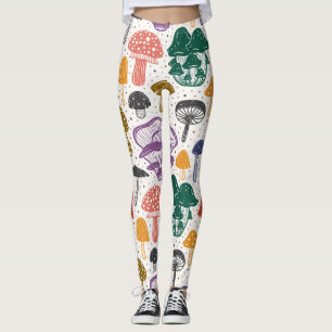 Legging Cogumelos Florestais Tinta Textura Vintage