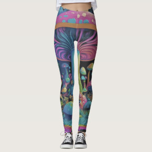 Legging Cogumelos mágicos coloridos de Groovy