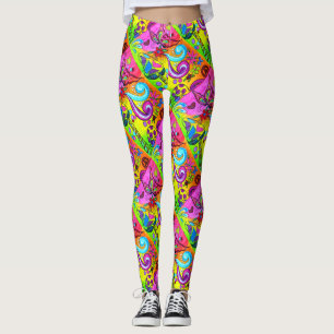 Legging cogumelos psicadélicos groovy diagonais