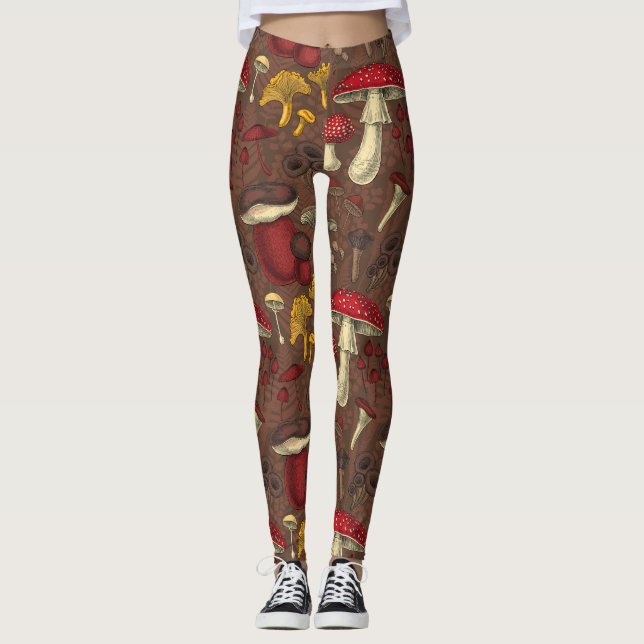 Legging Cogumelos selvagens em castanho (Frente)