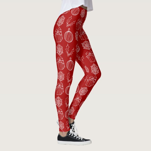 Legging Coisas de Natal - Floco de Neve, Azevinho, Present (Direita)