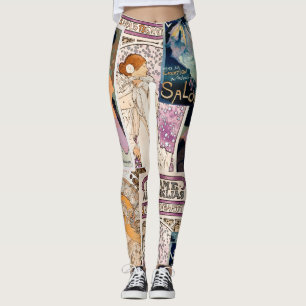 Legging Colagem de Arte do Poster vintage Francês Persona
