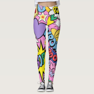 Legging Colagem de Arte Pop de Quadrinhos Retrô