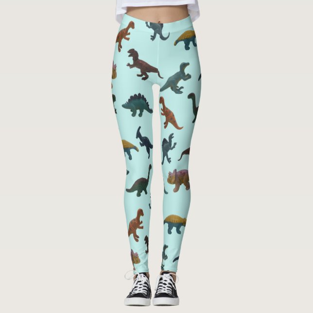 Legging Colagem de Brinquedos Plásticos Dinossauros Mint V (Frente)