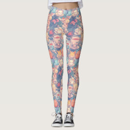 Legging Colagem de Doodle do Tea Party
