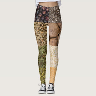 Legging Colagem de especiarias e ingredientes de comida