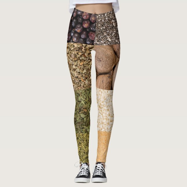 Legging Colagem de especiarias e ingredientes de comida (Frente)