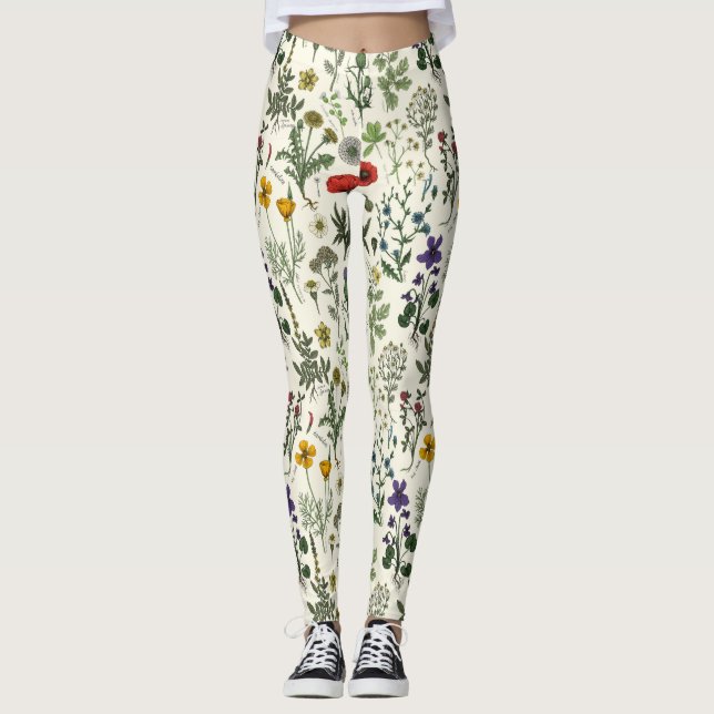 Legging Colagem de flores silvestres (Frente)