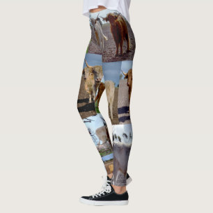 Legging Colagem de Fotos de Vaca Highland,