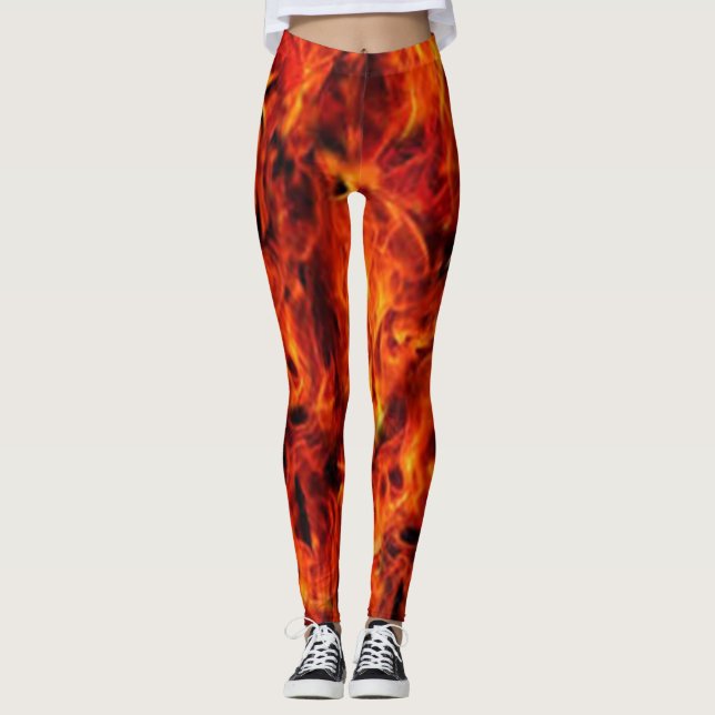 Legging Colagem de Fotos do Hipster Chic Vermelho Black Fl (Frente)