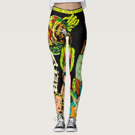 Legging Colagem de Horrores de Arte Alterada por Monstros
