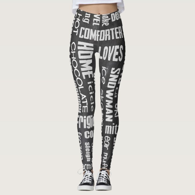 Legging colagem de quadro de inverno (Frente)