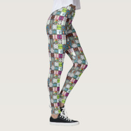 Legging Colagem do teste padrão da natureza