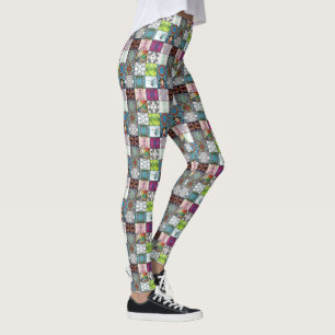 Legging Colagem do teste padrão da natureza