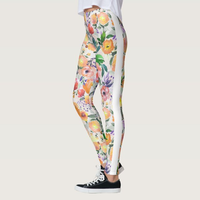 Legging Colagem Floral de Cores Mistas (Esquerda)