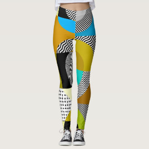 Legging Colagem geométrica: círculos, padrão de colheita.