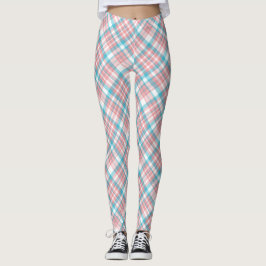 Legging Colar rosa e Xadrez azul