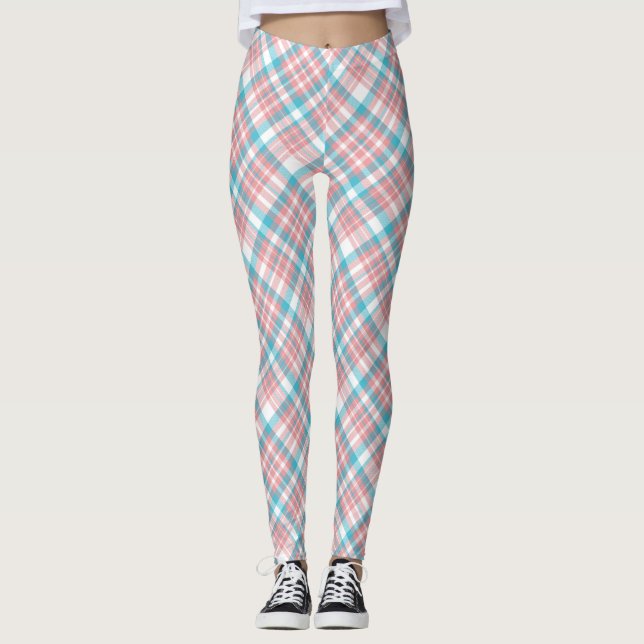 Legging Colar rosa e Xadrez azul (Frente)