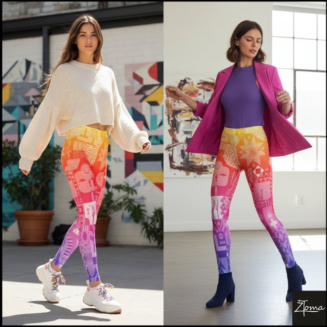 Legging Colcha Abstrata de Arte Popular com Gradiente de A (Criador carregado)