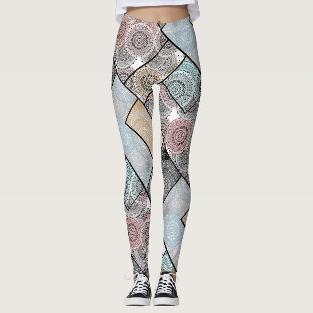 Legging Colcha de retalhos cerâmica círculos de azulejo ma (Frente)