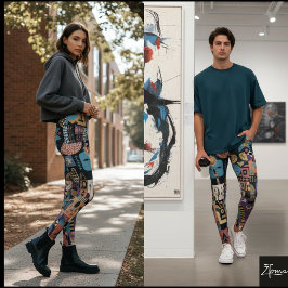 Legging Colcha de retalhos de arte popular terroso suave