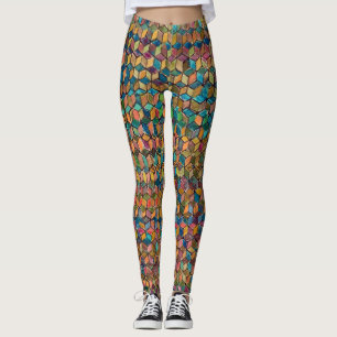 Legging Colcha Geométrica Colorida Abstrata