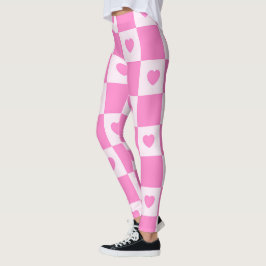 Legging Coleção de Amor Rosa Moderno do Coração