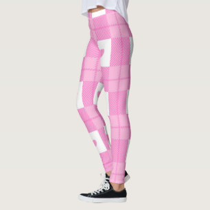 Legging Coleção de Coração Rosa de Xadrez de Amor Moderno