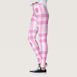 Legging Coleção de Coração Rosa Moderno da xadrez
