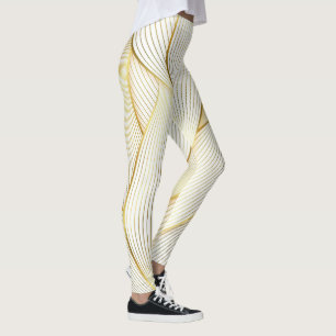 Legging Coleção de Linha Branca Dourada Floral Moderna Ele
