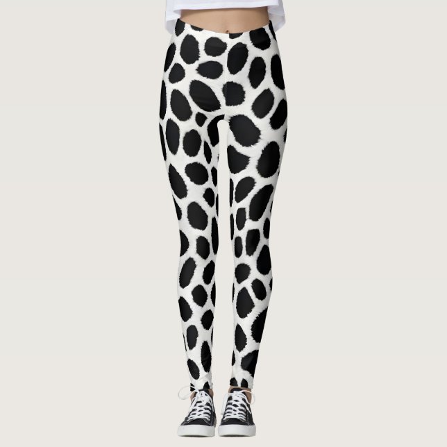 Legging Coleção de Luxo de Leopardo Branco Elegante (Frente)