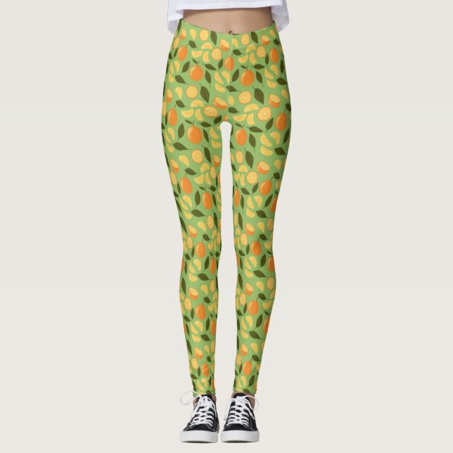 Legging Coleção de padrões do cesto de frutas - Laranjas (Frente)