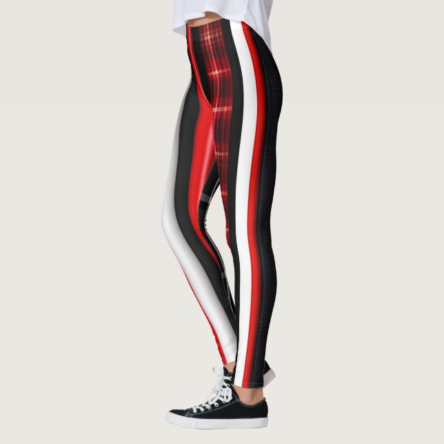 Legging Coleção de tendências de Xadrez Abstrato Preto Ver (Esquerda)
